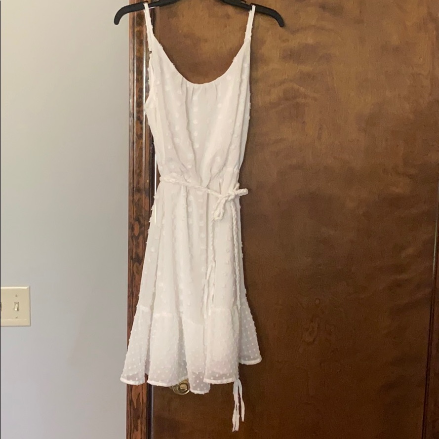 Brand New White Swiss Dot Midi Dress
